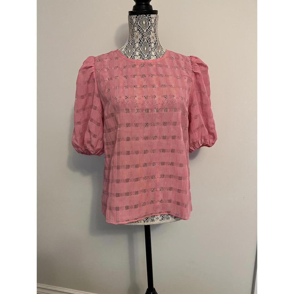 English Factory pink checkered blouse NWT M
